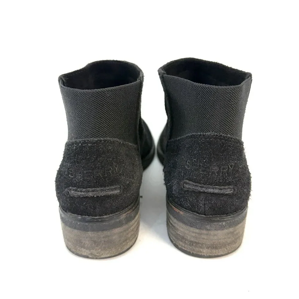 Sperry Top-Sider Women's Maya Lani Suede Chelsea Ankle Booties Black Sz 9.5